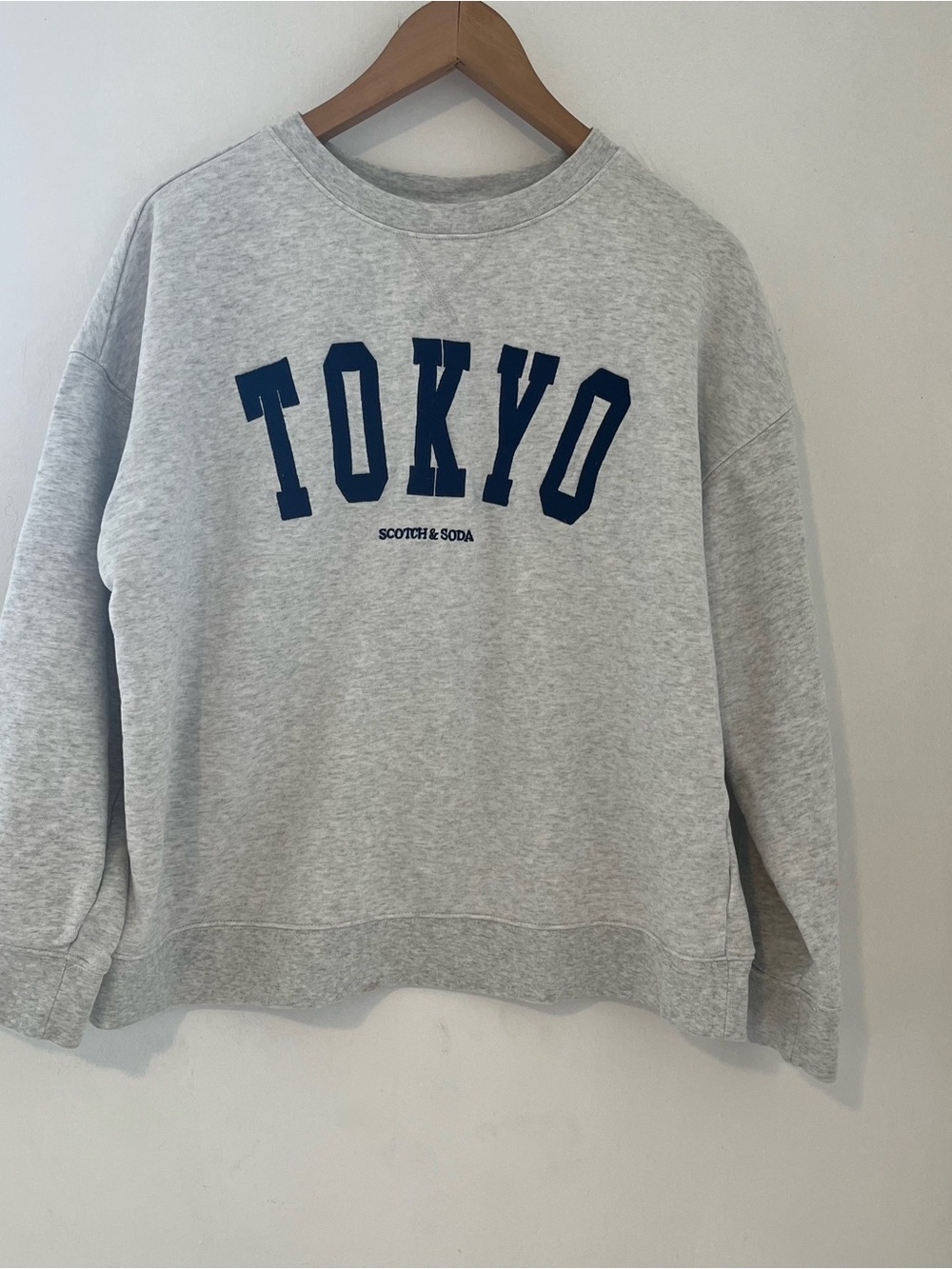 Scotch & Soda Light Gray Crewneck Sweatshirt with Navy TOKYO Print